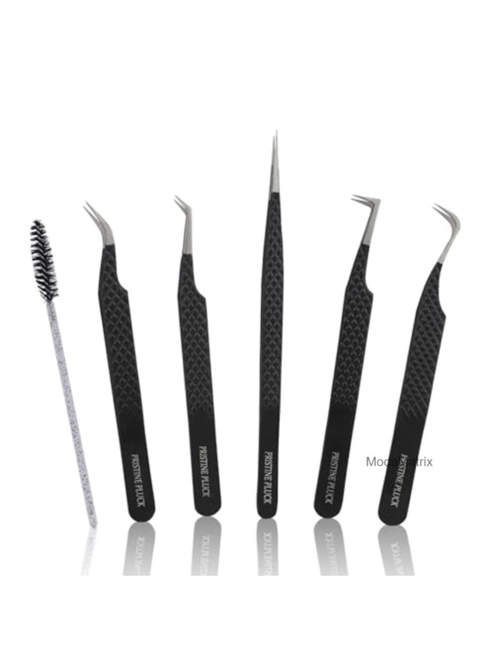 Eyelash Extension Tweezers Set of 5 with Case, Stainless Steel